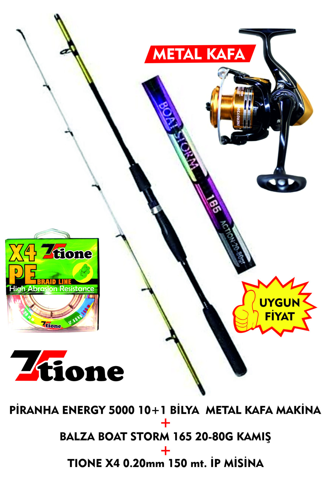 TİONE KAMIŞ+MAKİNA+İP MİSİNA TEKNE/BOT SETİ 