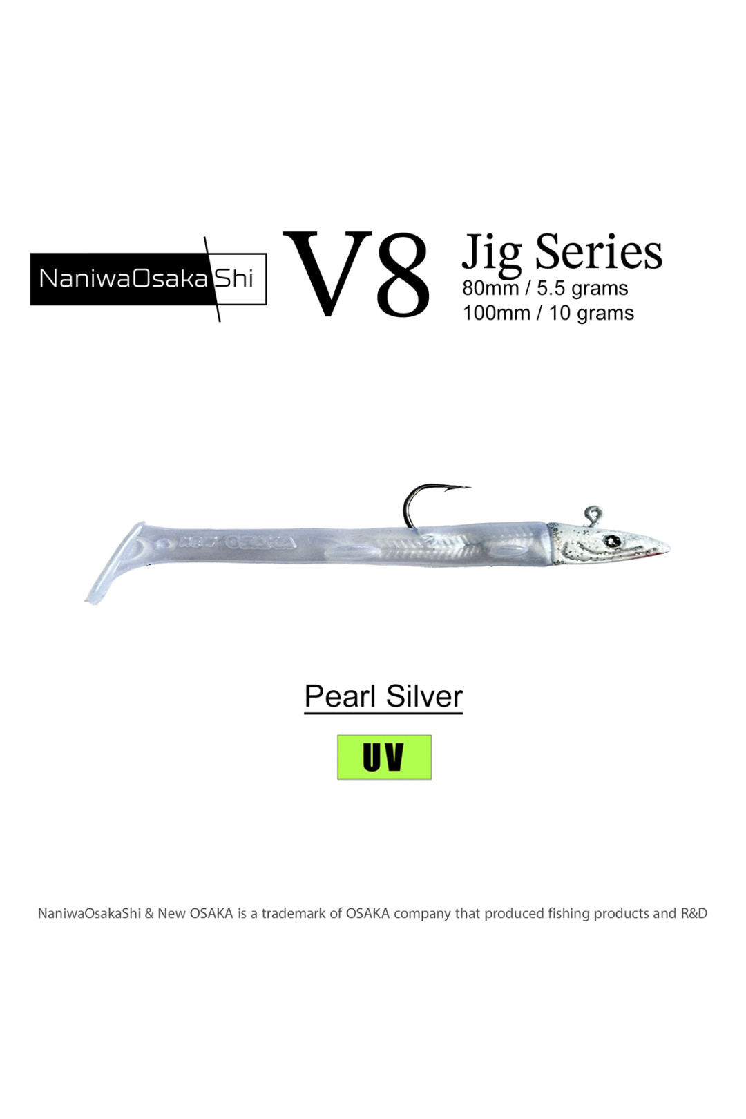 Naniwa Osaka Shi V8 Jig Series 80mm 5,5gr Silikon Yem Silver Pearl