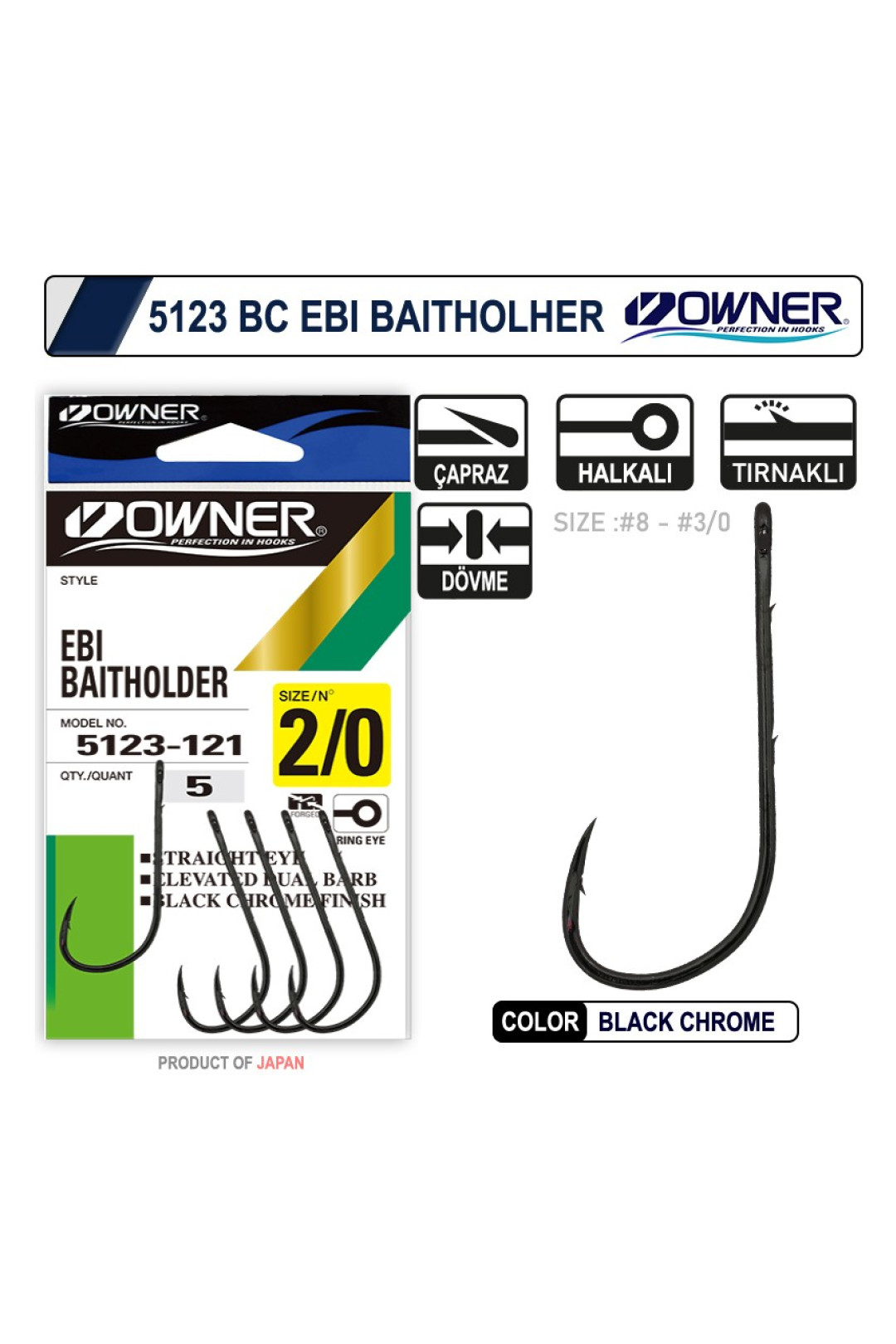 Owner 5123 Ebi Baitholder Black Chrome Iğne