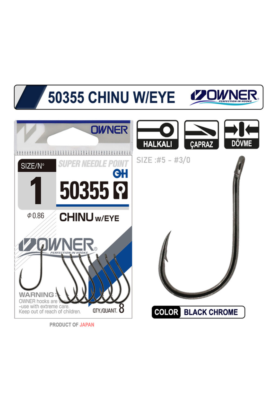 Owner 50355 Chinu W/ Eye Gun Black İğne